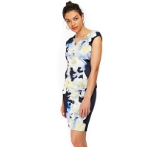 Wallis - Petite navy floral scuba dress