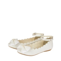 Debenhams  Monsoon - Girls white scalloped lace bow ballerina shoes
