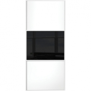 Wickes Sliding Wardrobe Door Wideline White Panel & Black Gl &pound;127.20