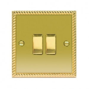 Wickes 10A Light Switch 2 Gang 2 Way Polished Georgian Brass £5.00