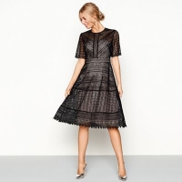 Debenhams  Debut - Black lace Lara knee length prom dress