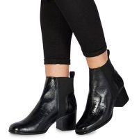 Debenhams  Faith - Black leather Belisa mid block heel ankle boots