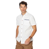 Debenhams  Mantaray - White stripe print short sleeve shirt