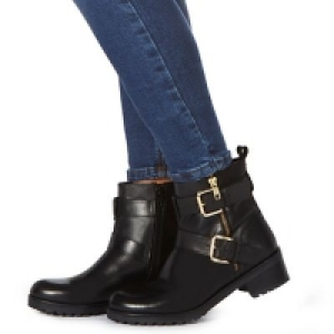 Faith - Black leather Betsie biker boots