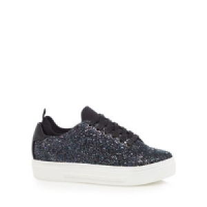 Call It Spring - Black glitter Pompeano flatform lace-up t