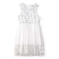 Debenhams  Yumi Girl - Girl white sequin mesh skater dress