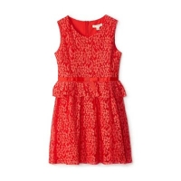 Debenhams  Yumi Girl - Girls red floral lace Edelmira peplum dress