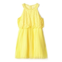 Debenhams  Yumi Girl - Girls yellow lace Eartha frilled neckline dre