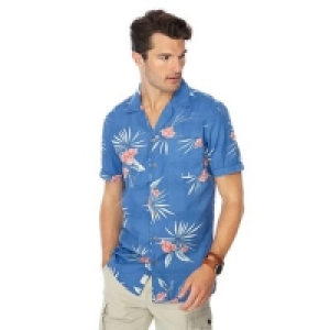 Mantaray - Blue Japanese floral print short sleeve shirt