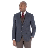 Debenhams  Racing Green - Blue with brown check wool blend tailored fit