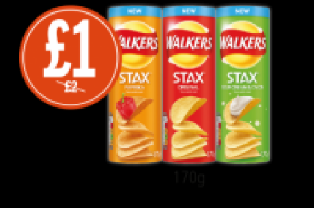 Budgens  DISCOVER BIG DEALS: Walkers Stax Paprika, Salted, Sour Cream