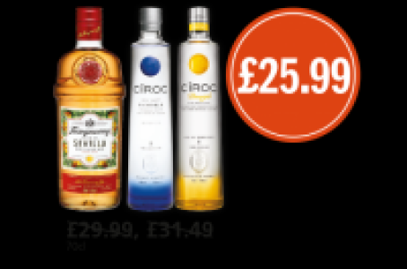 Budgens  Tanqueray Sevilla, Ciroc Vodka, Pineapple, Was £29.99, £31.4