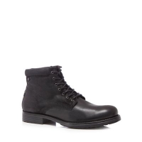 Debenhams  Jack & Jones - Black leather Justin lace up boots