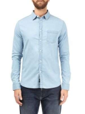 Burton - Light wash long sleeve stretch denim shirt