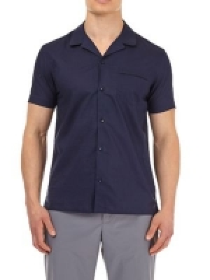 Burton - Navy short sleeve tipped revere shirt