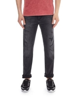Debenhams  Burton - Washed black rip and repair tapered fit jeans