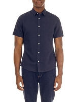 Debenhams  Burton - Navy short sleeve linen shirt