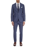Debenhams  Burton - Mid blue check slim fit suit jacket