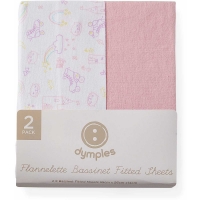 BigW  Dymples Flannelette Bassinet Fitted Sheets 2 Pack - Pink