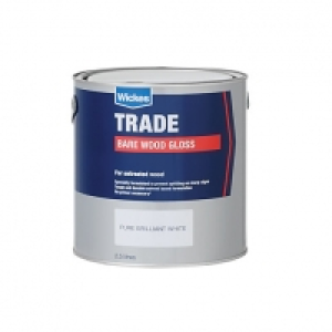 Wickes Bare Wood Gloss Paint - Pure Brilliant White 2.5L £19.99