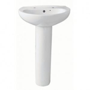 Wickes Portland Ceramic Basin with Full Pedestal - 550mm &pound;34.00