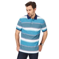Debenhams  Maine New England - Blue textured striped polo shirt