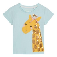 Debenhams  bluezoo - Girls aqua sequinned giraffe applique t-shirt