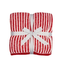 Debenhams  Home Collection - Red and white striped knitted throw