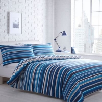 Debenhams  Home Collection Basics - Blue striped Jackson bedding set