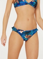 Debenhams  Dorothy Perkins - Blue frill tropical print bikini bottoms