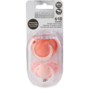 Tiggy 6-18 Orange Soothers 2 Pack