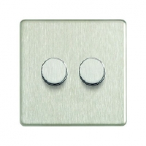 Wickes Dimmer Switch 2 Gang 2 Way 400W Brushed Steel Screwle £20.49