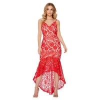 Debenhams  Quiz - Red and nude crochet v-neck strap dress