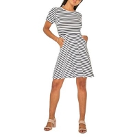 Debenhams  Dorothy Perkins - Ivory striped t-shirt skater dress