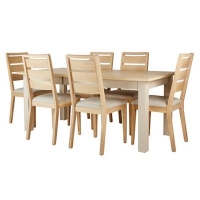 Debenhams  Corndell - Cream painted oak Marlow dining table and 6 whi