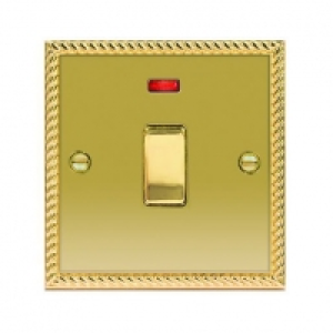 Wickes 20A Light Switch + LED 1 Gang Polished Georgian Brass £11.50