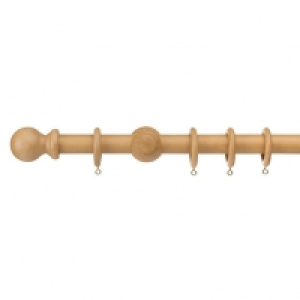 Universal Wooden Curtain Pole - Natural 28mm x 1.2m &pound;24.99