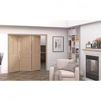 Wickes  Jeld-Wen Cobham Internal BiFold Oak Veneer 4 Panel 3 Door - 