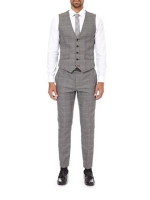 Debenhams  Burton - Grey russet pow check skinny fit waistcoat