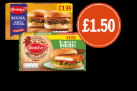 Budgens  BBQ SUMMER: Birdseye 4 Original Beef Burgers, Chicken Burger