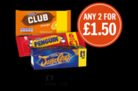 Budgens  BACK TO SCHOOL: Jacobs Club Orange, McVities Penguin, McViti