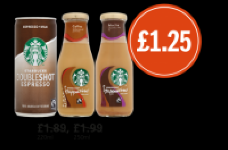 Budgens  Starbucks Doubleshot, Coffee Frappucino, Mocha Frappacino