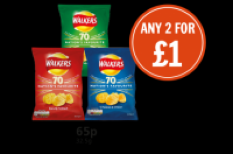 Walkers Ready Salted Crisps, Walkers Cheese & Onion Crisps,