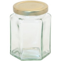 Partridges  12oz Hexagonal Glass Jam Jar With Screw Top Lid