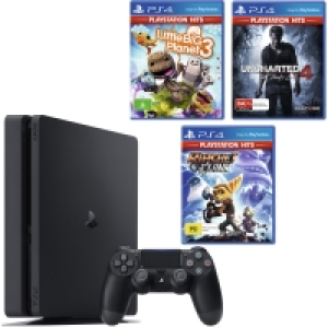 PS4 1TB Slim Console - Black + Ratchet & Clank + Little Big