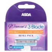 Asda Asda Womens 3 Razor Blade Refill Pack compatible with Venus hand
