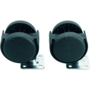 Wickes 50mm Twin Wheeled Castor & Plate Pack 2