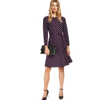 Debenhams  Wallis - Purple spotted fit and flare dress