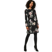 Debenhams  Wallis - Black floral print shift dress