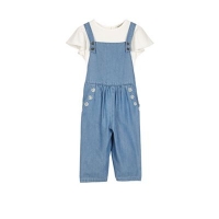 Debenhams  Outfit Kids - Girls blue chambrais dungaree set